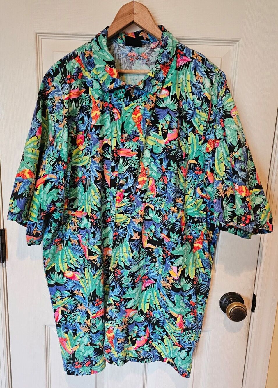 Vintage Toucan Dance Hawaiian Shirt Men's Size XL Toucan Birds Jungle